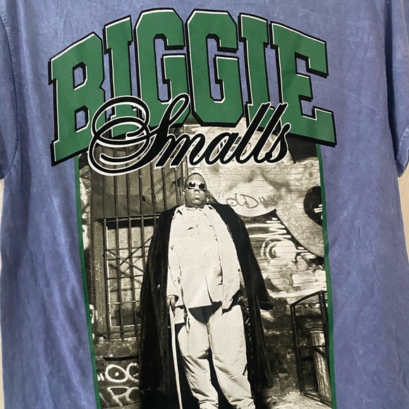 Notorious B.I.G Blue Acid Wash Cotton Graphic T Shirt Short Sleeves Biggie NEW - Picture 8 of 9